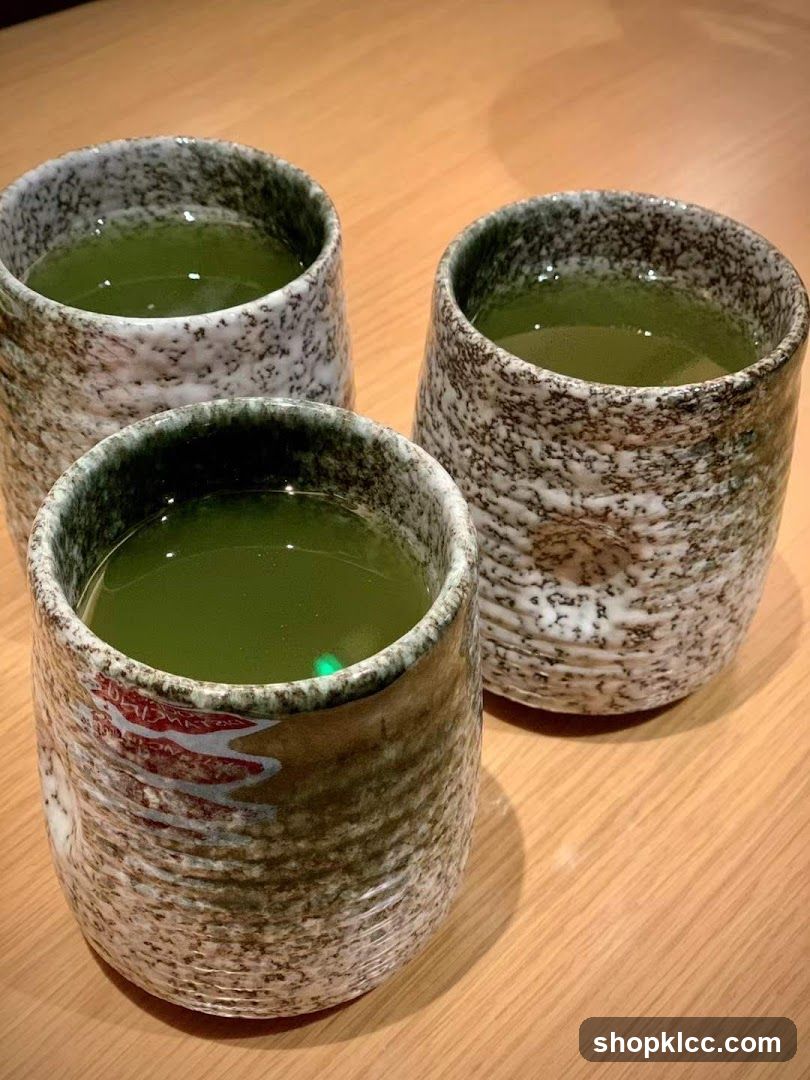 Three cups of green tea
