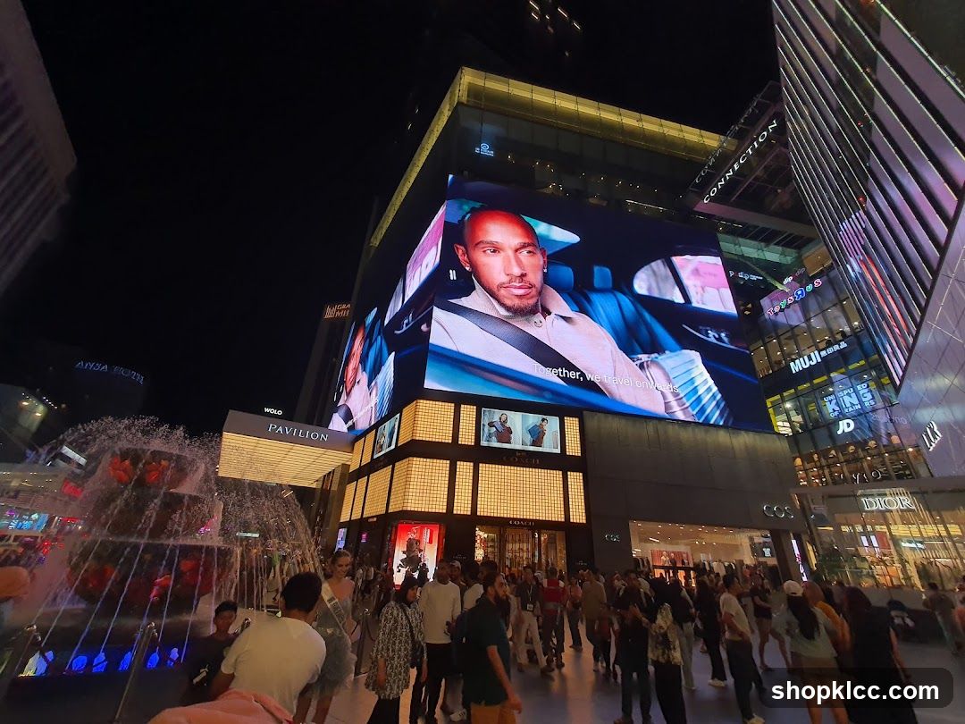 Nighttime Cityscape with Large Digital Billboard
