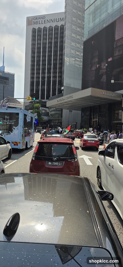 Busy City Street with Tall Buildings