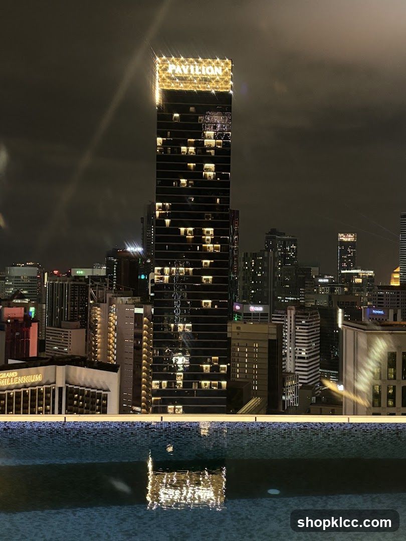 Nighttime Cityscape with Pavilion Building