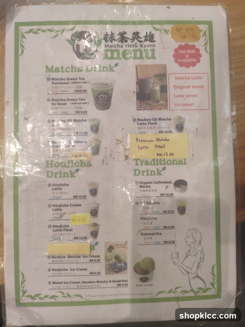 Matcha Hero Kyoto Menu