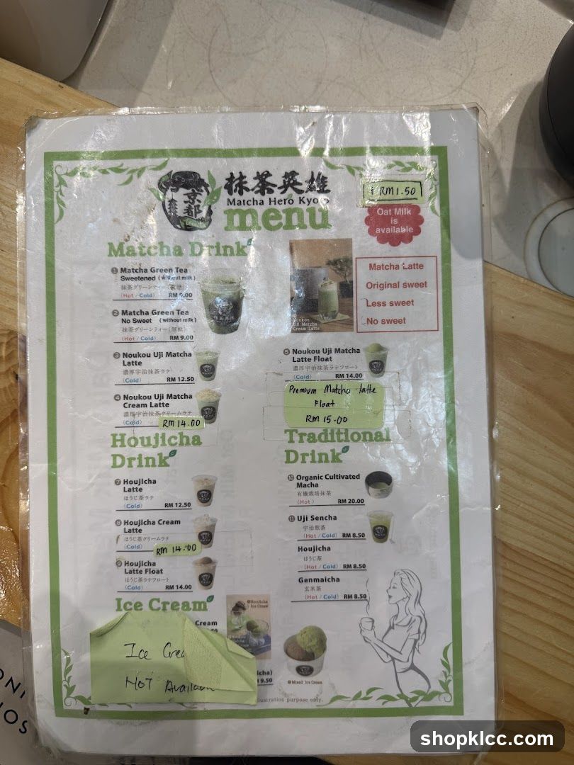 Matcha Hero Kyo Menu