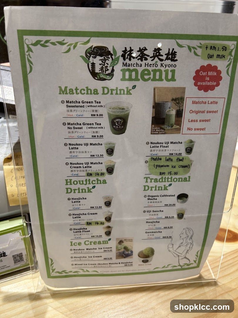 Matcha Hero Kyoto Menu