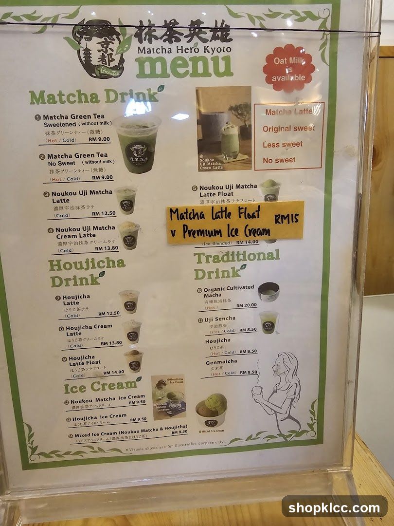 Matcha Hero Kyoto Menu