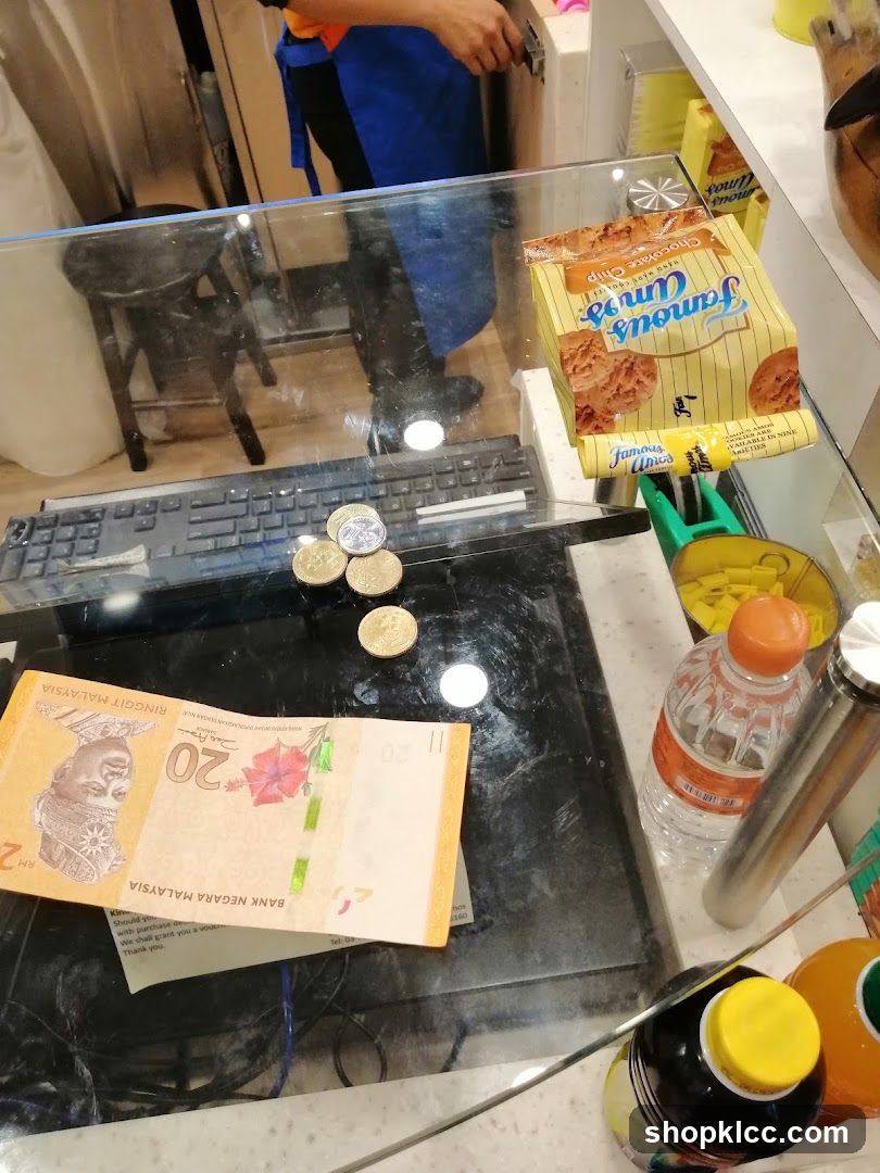 Countertop with money and cookies