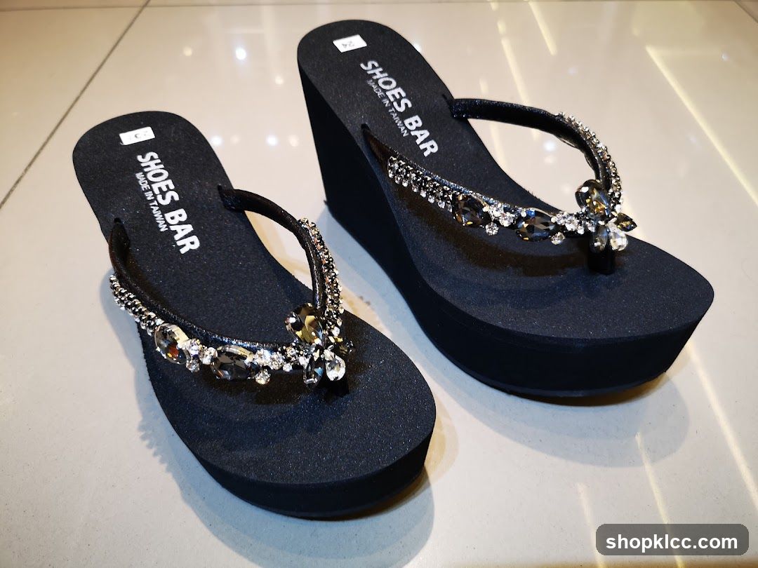 Embellished Wedge Flip-Flops