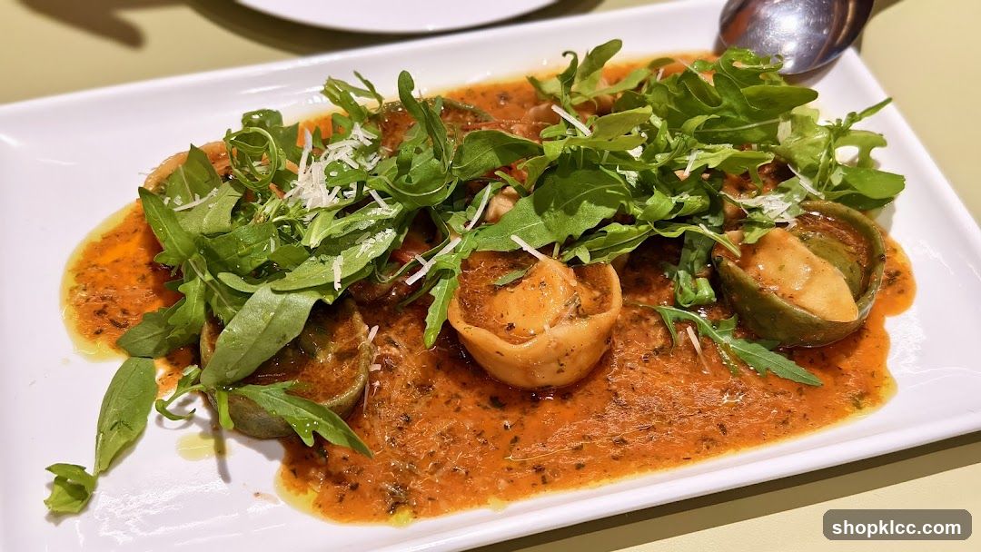 Ravioli with Sauce and Arugula