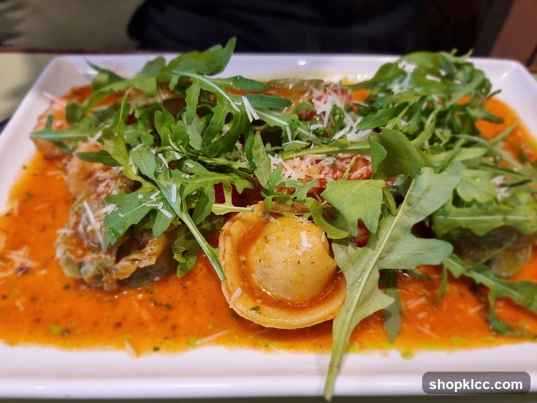 Ravioli with Arugula and Tomato Sauce