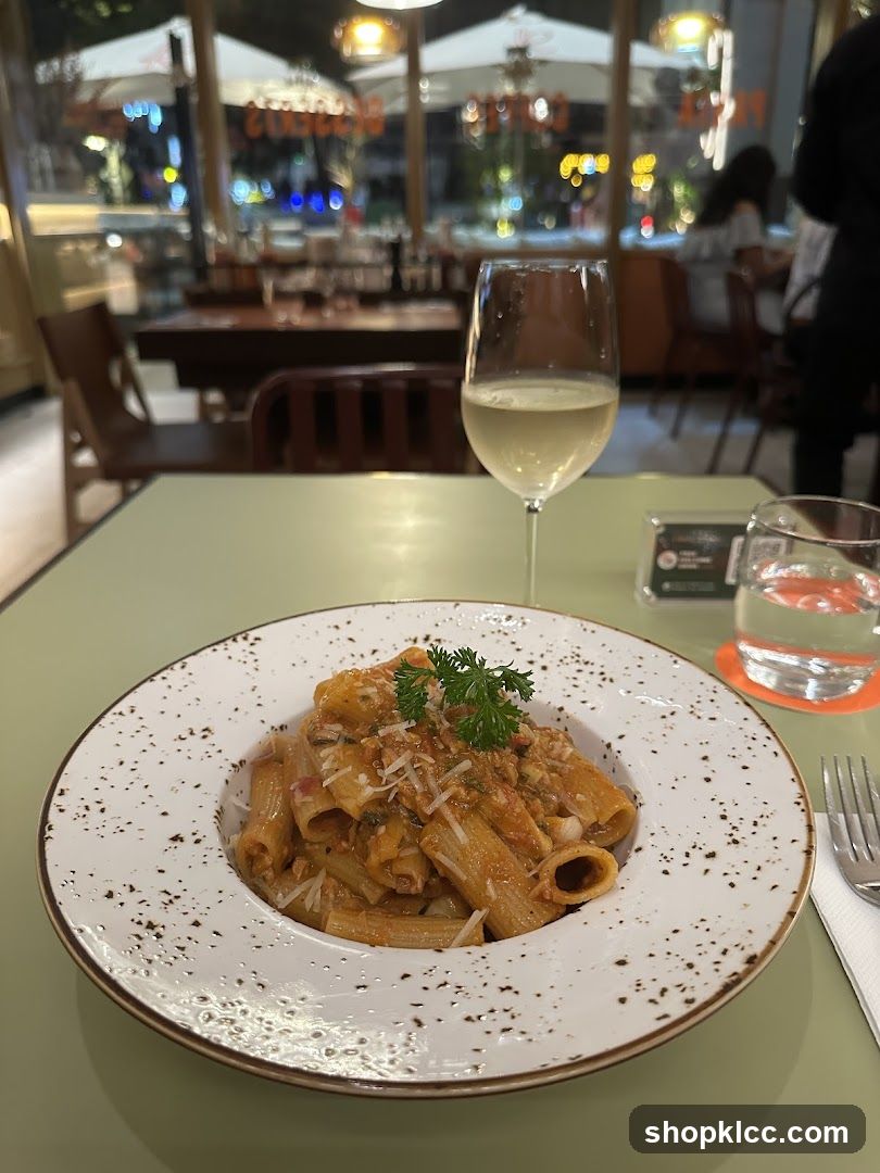 Pasta Dish and Wine