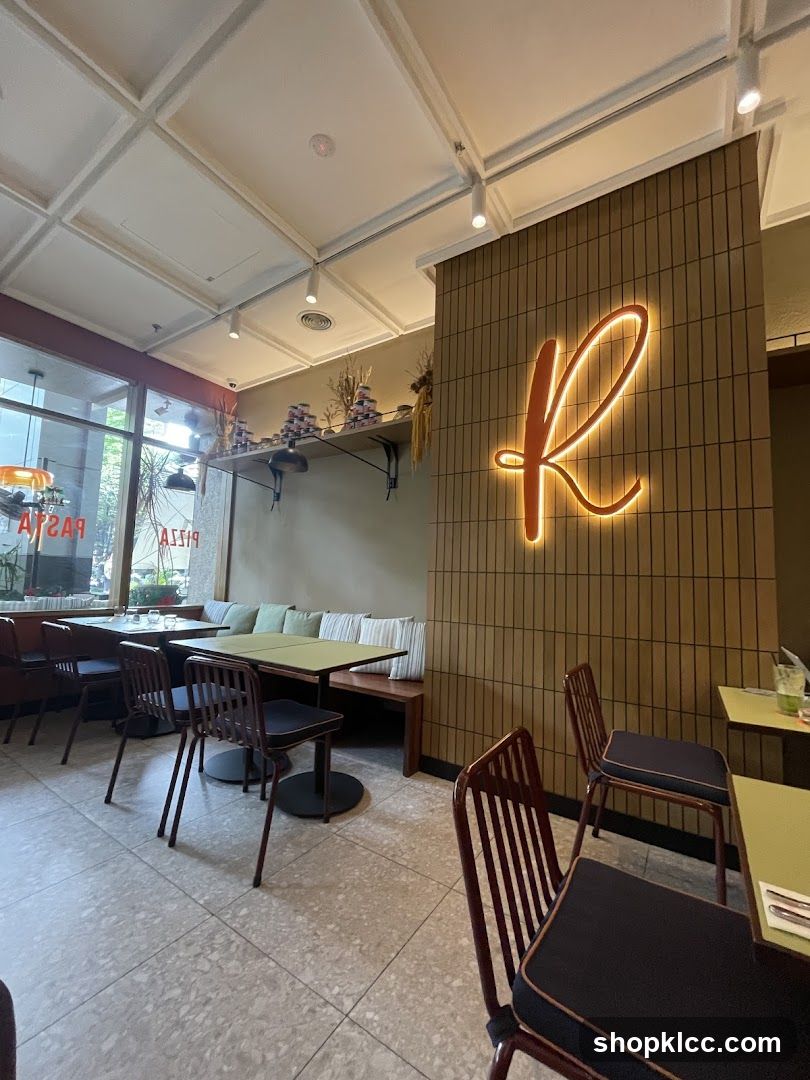 Restaurant Interior with Neon Sign