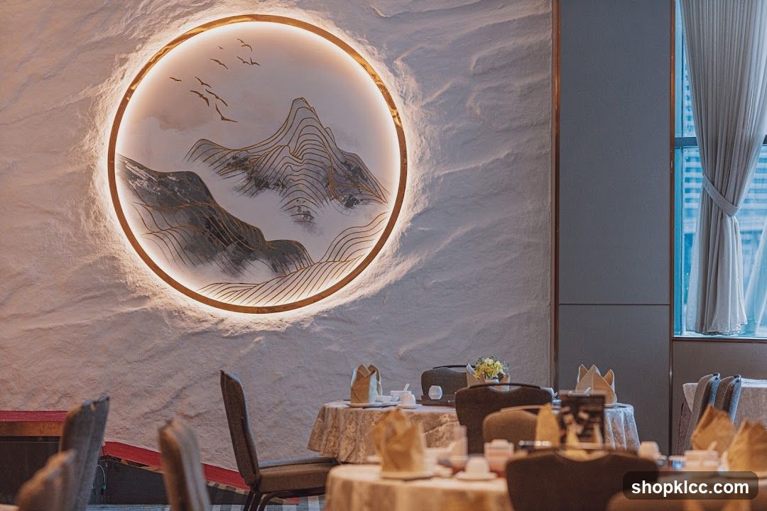 Restaurant Interior with Mountain Artwork