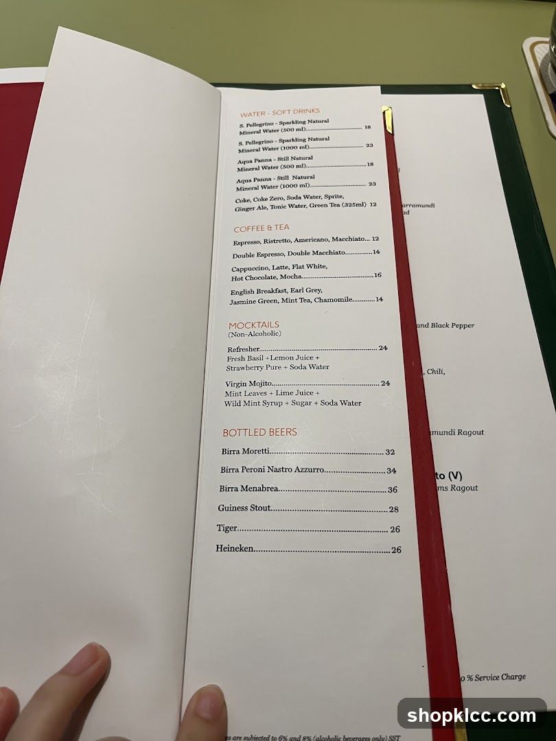 Drinks Menu