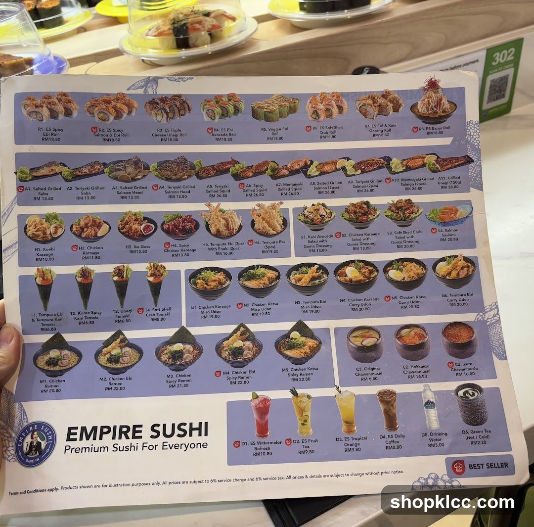 Empire Sushi Menu