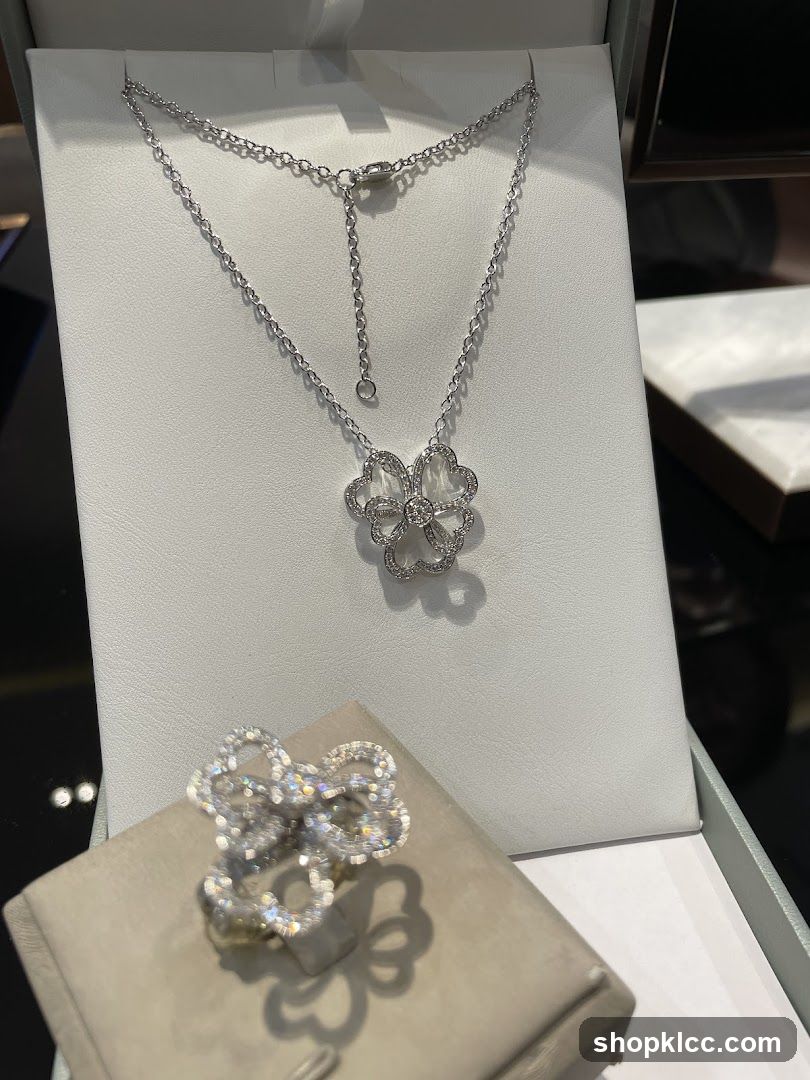 Diamond Flower Necklace and Ring