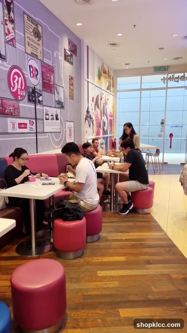People eating at an ice cream parlor