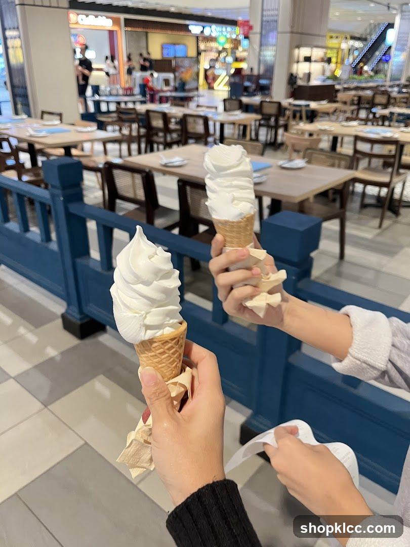 Two soft-serve ice creams in cones