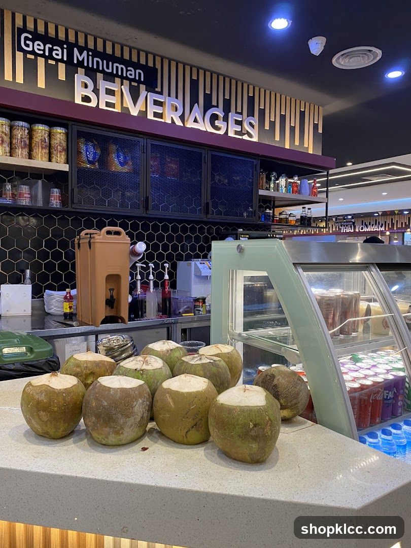 Beverage Counter with Coconuts