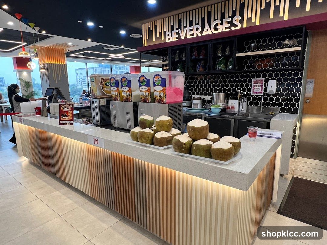 Beverage Counter with Coconuts