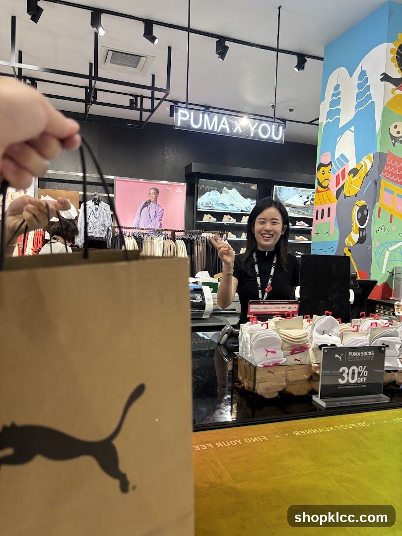 Puma Store Interior with Staff and Shopping Bag