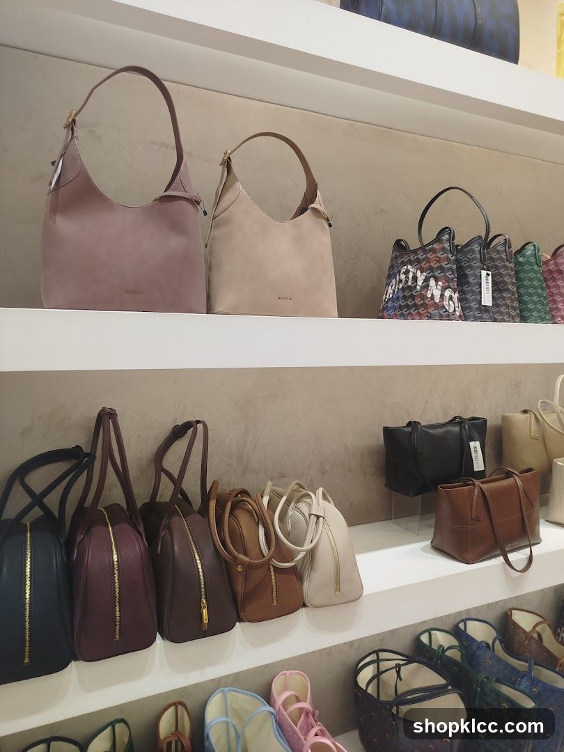 Handbags on display