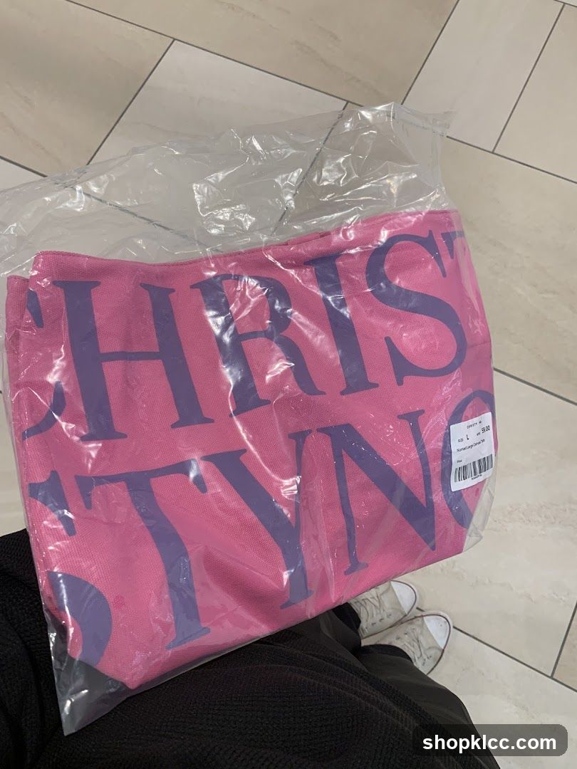Pink Tote Bag with Purple Text