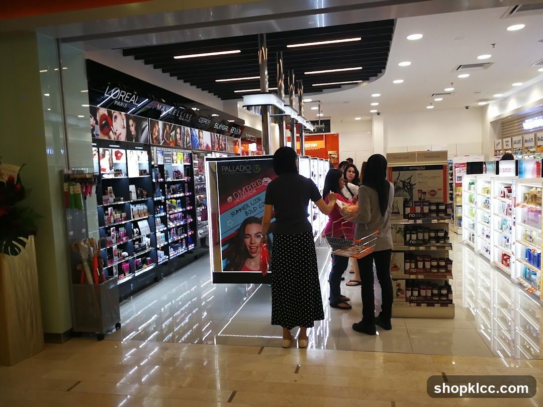 Beauty Store Interior with Shoppers