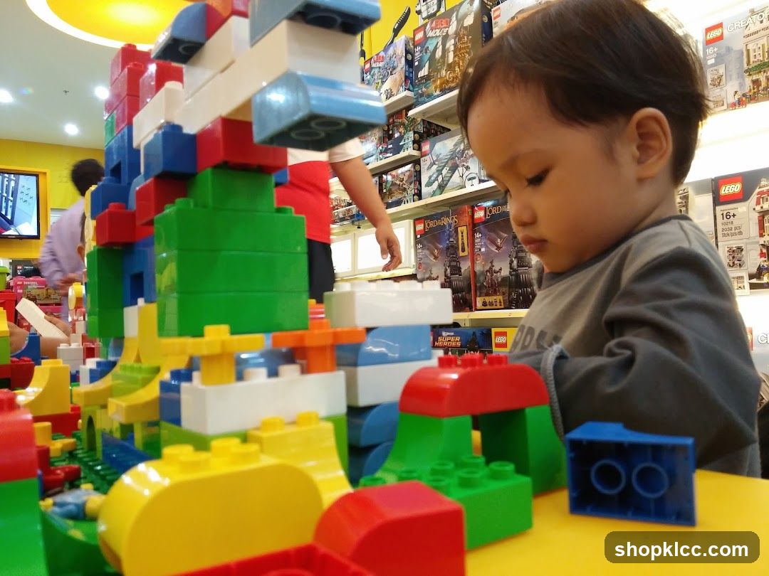 Child playing with building blocks