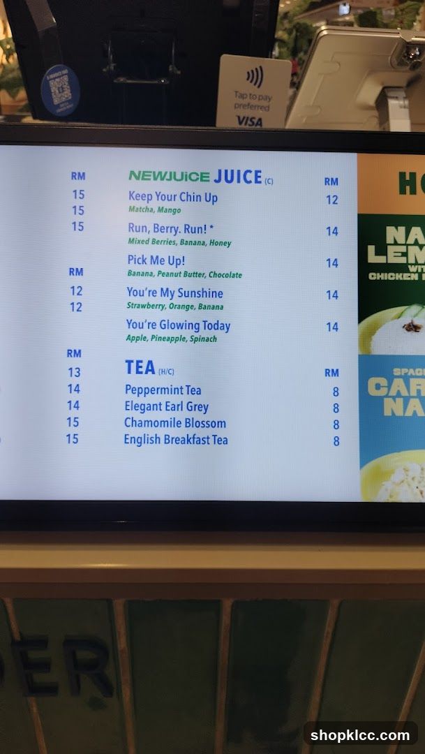 Newjuice Juice and Tea Menu
