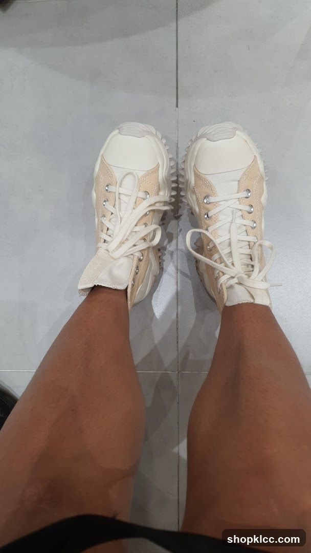 Cream and Peach High-Top Sneakers