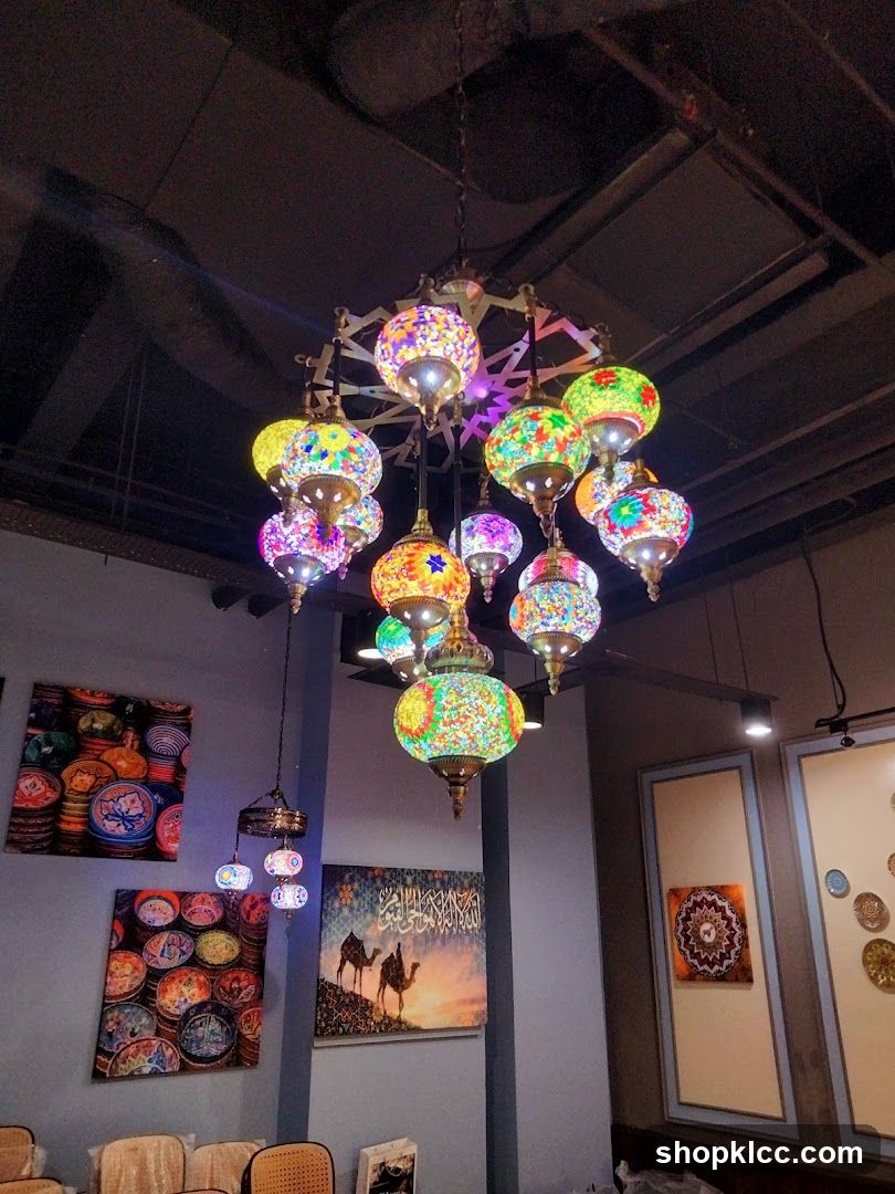 Colorful Mosaic Lamps and Artwork