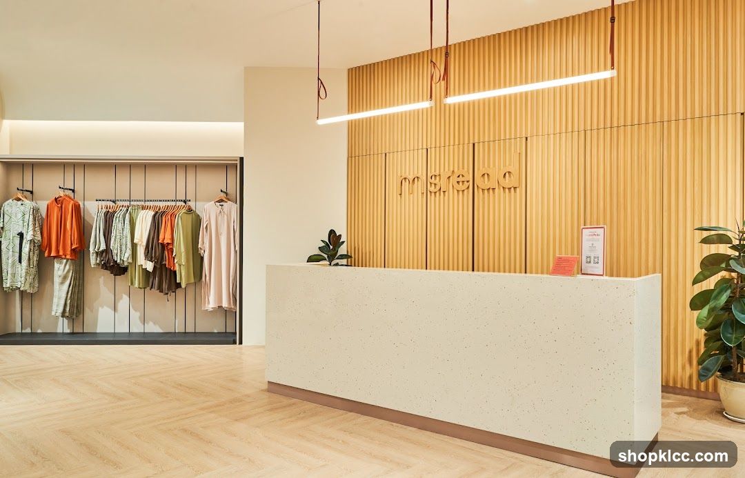 Clothing store interior with reception desk