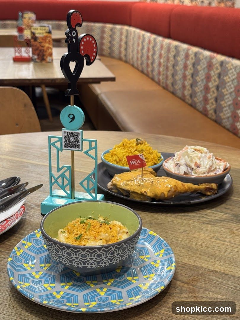 Table setting with food and table number