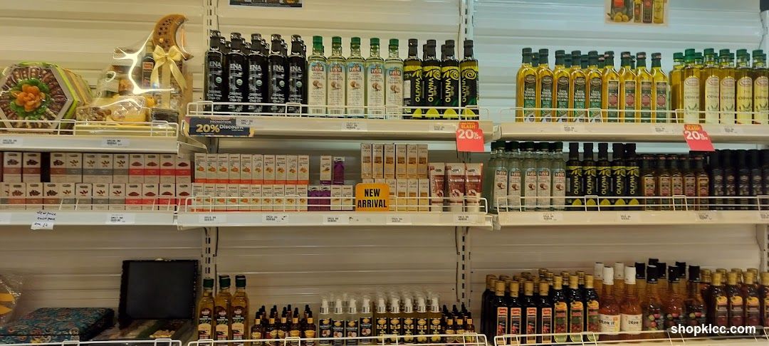 Shelves of food products