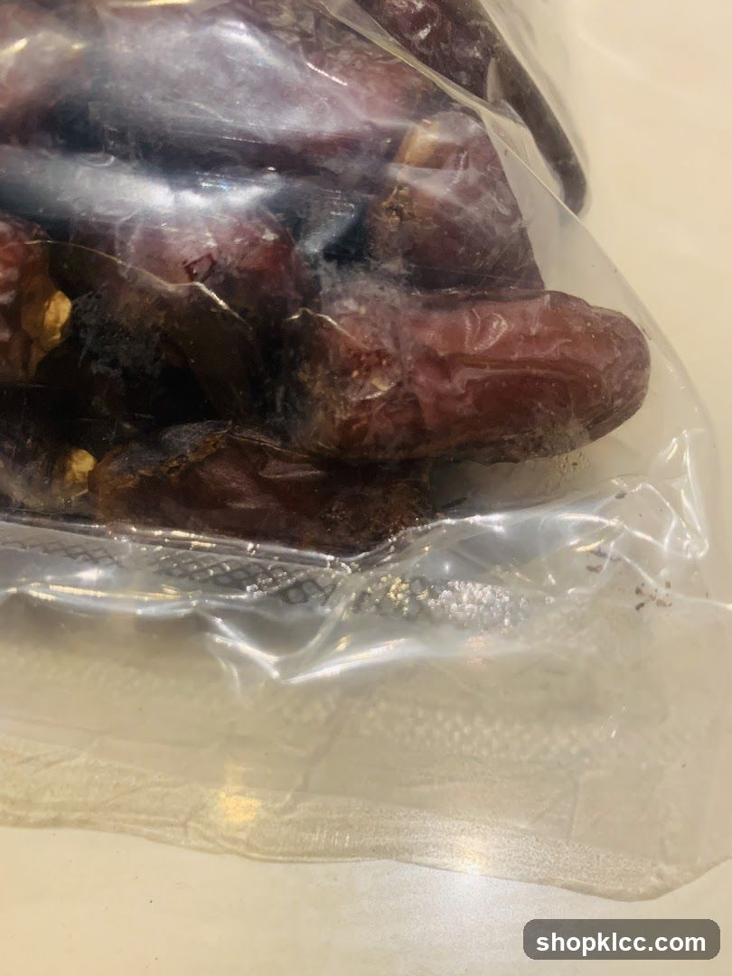 Dates in a plastic bag