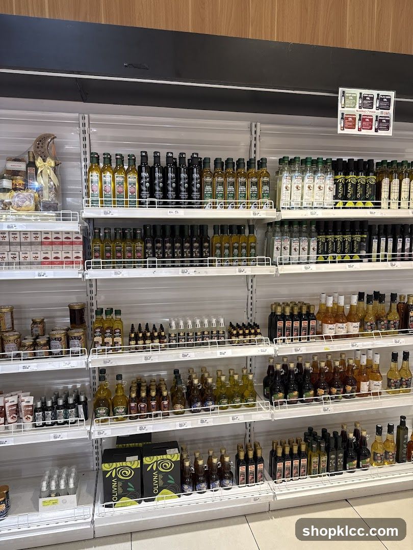 Bottles of Oil and Other Products on Shelves