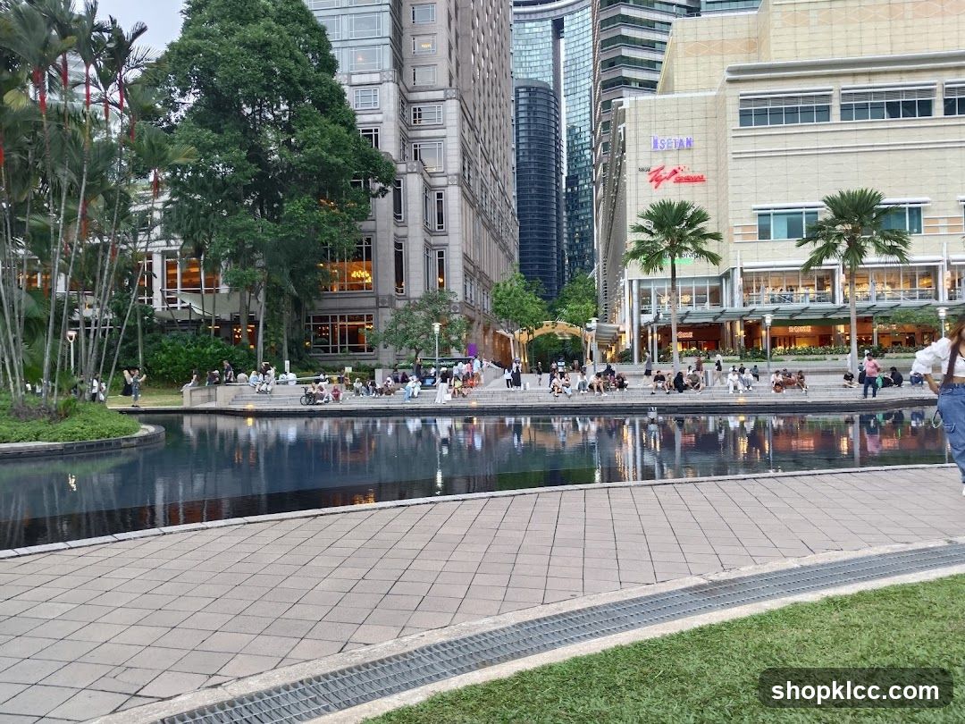 Cityscape with Water Feature and People
