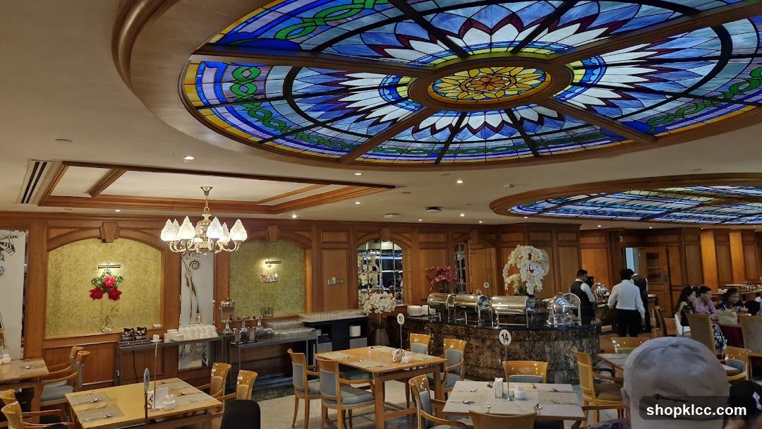 Restaurant Interior with Stained Glass Ceiling