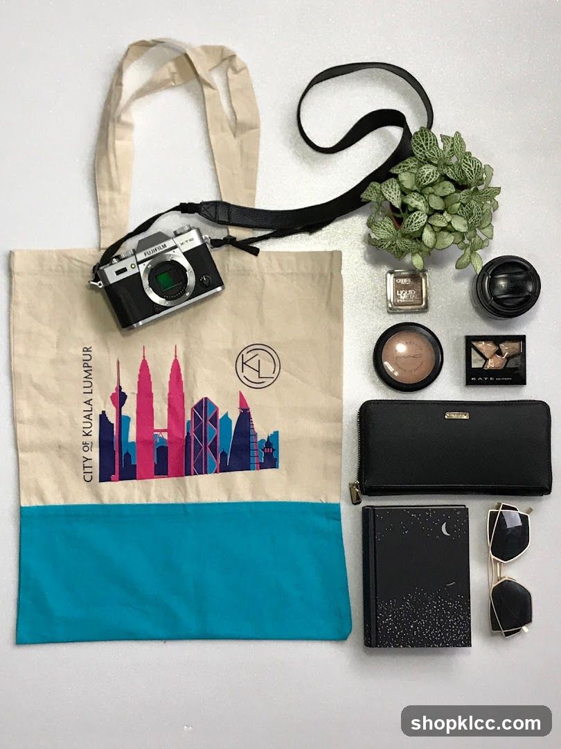 Flat lay of travel and beauty items