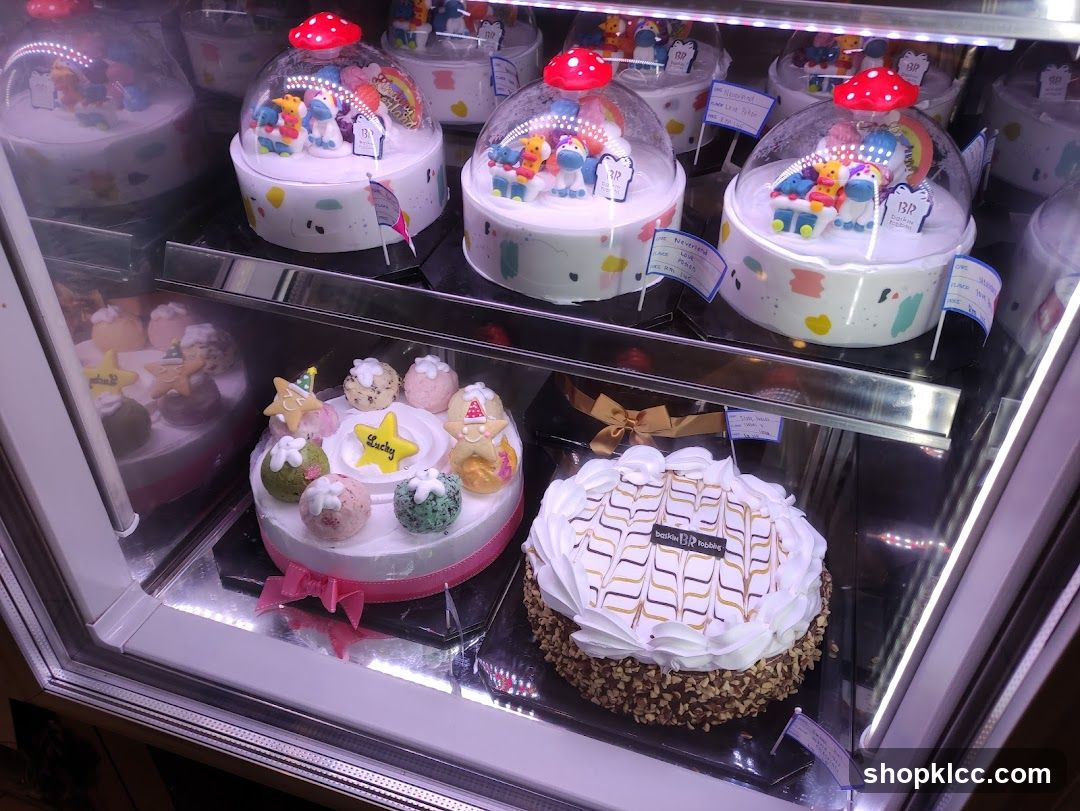Cakes in a Display Case