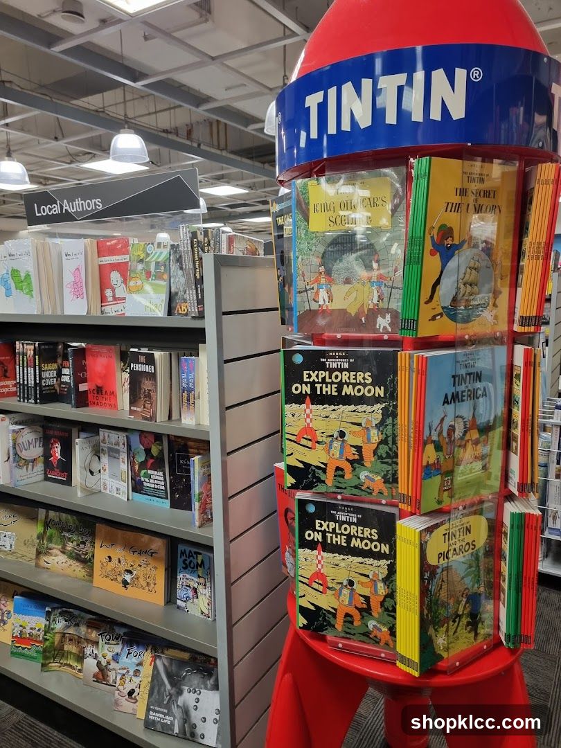 Bookstore display with Tintin books