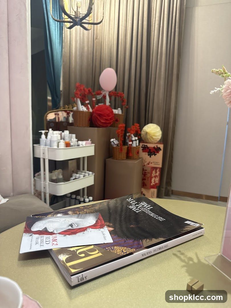 Magazines and Skincare Display