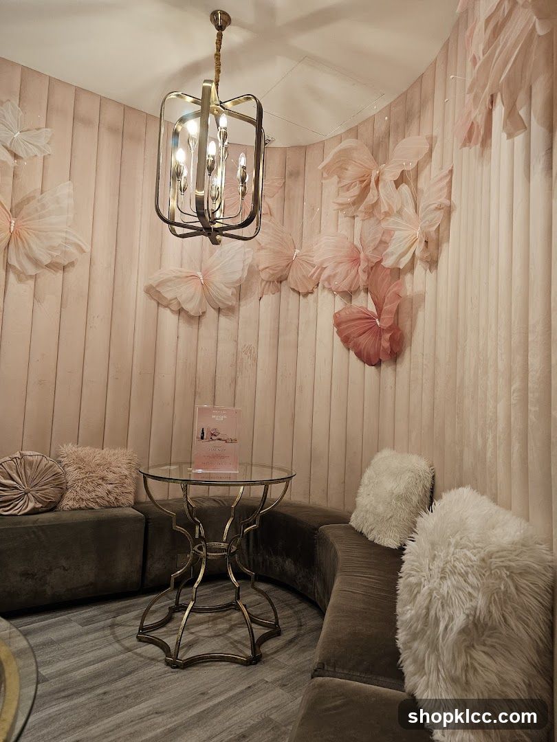 Pink Butterfly Themed Lounge Area