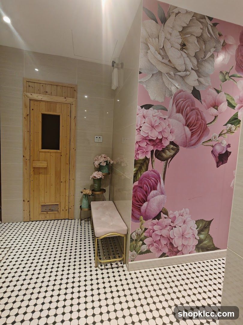 Spa Interior with Floral Mural