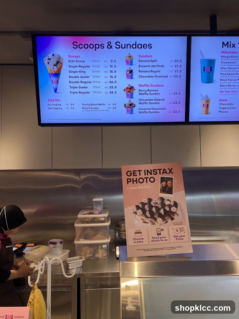 Scoops & Sundaes Menu