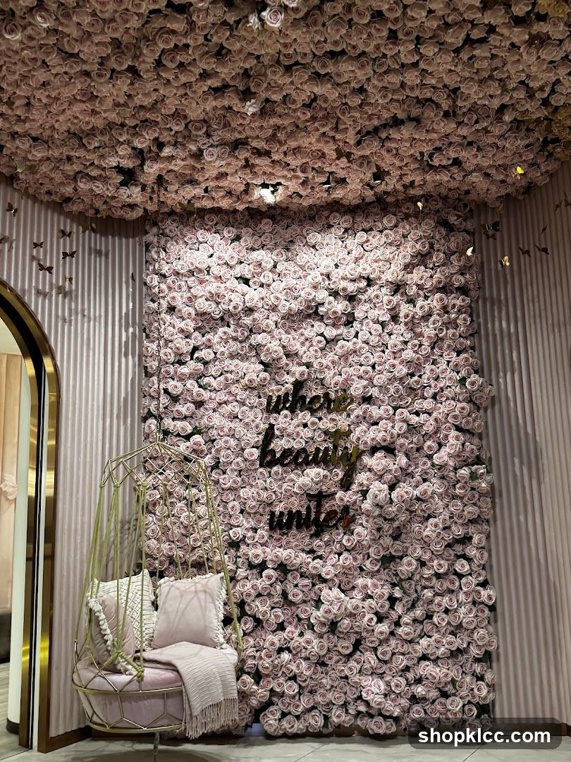 Flower Wall with Hanging Chair
