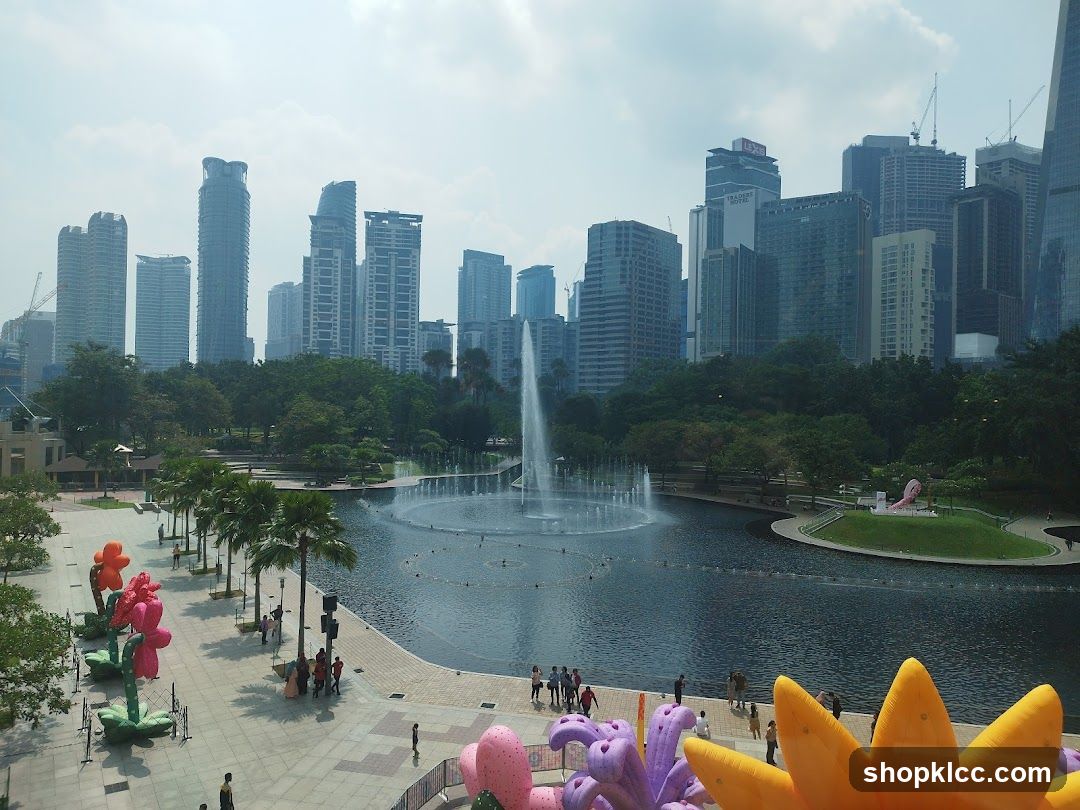 City Park with Fountain and Sculptures