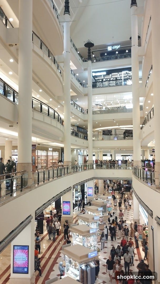 Busy shopping mall interior