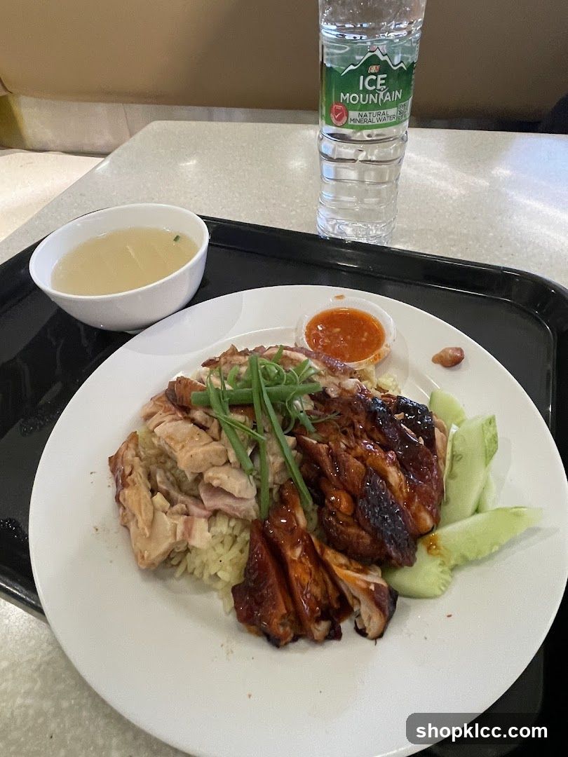 Chicken Rice with Soup and Water