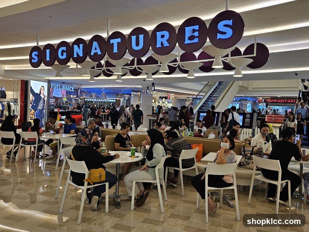 Food court with seating area