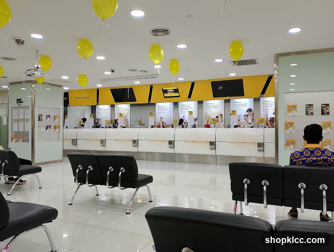 Bank Interior with Yellow Balloons